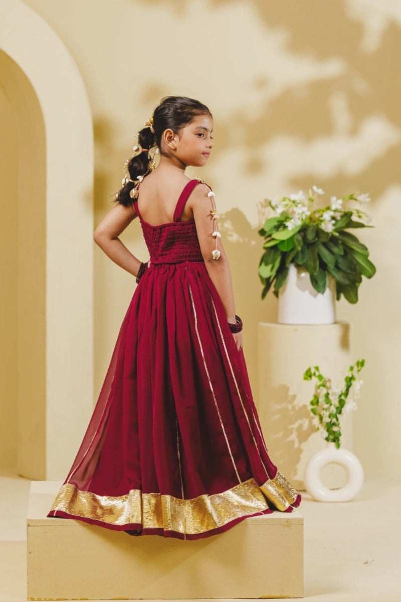 Maroon Georgette Lehenga Choli Set