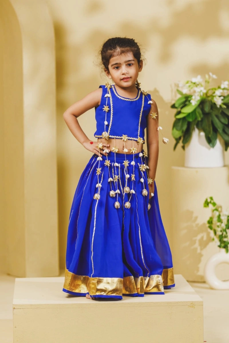 Blue Georgette Lehenga Choli Set