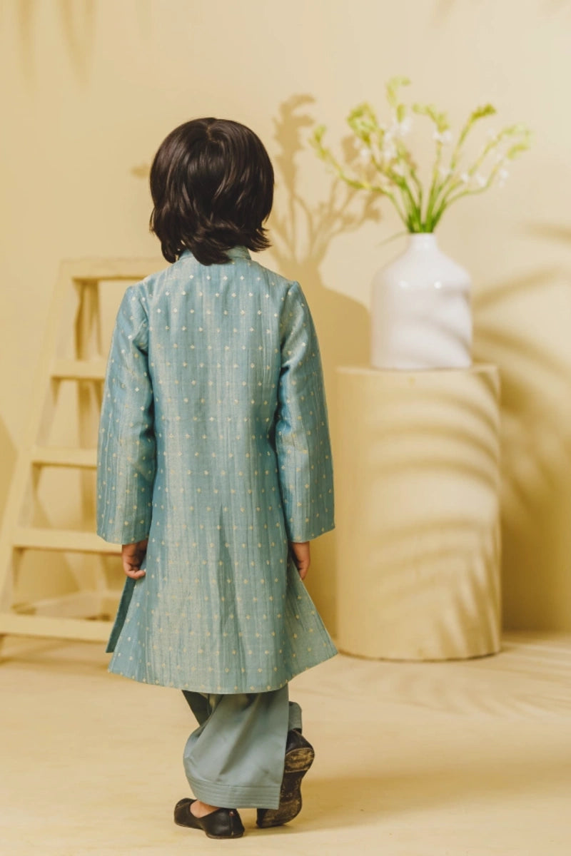 Blue Tissue Kurta Set