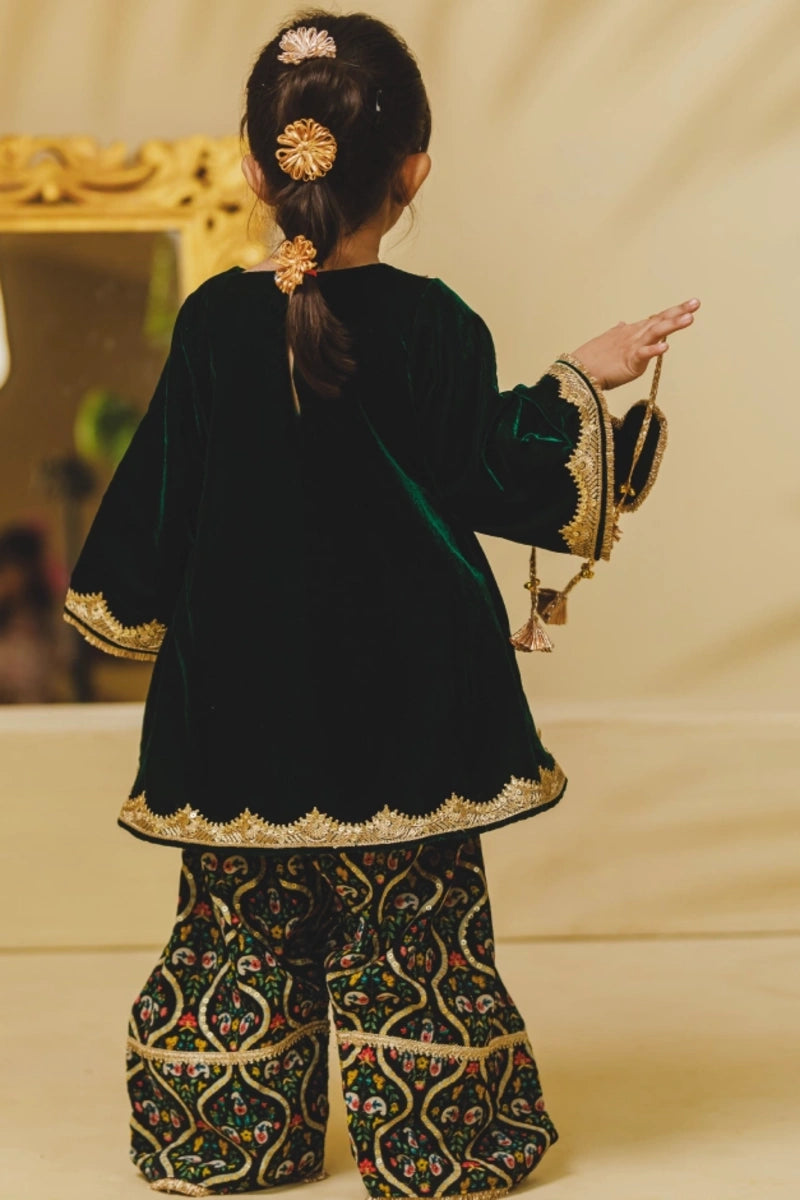 Green Velvet Kurti with Salwar