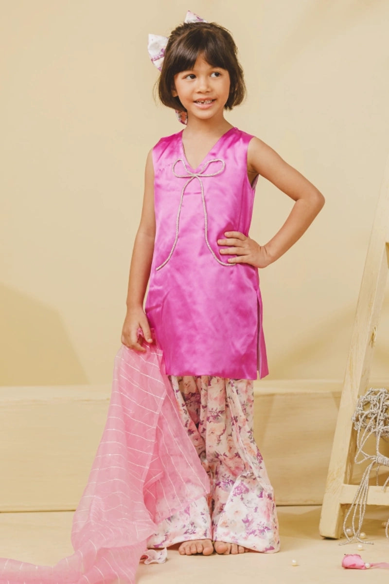 Purple Kurti with Printed Salwar