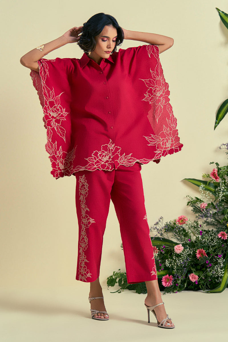 Origani Red Jardin Kaftan Set