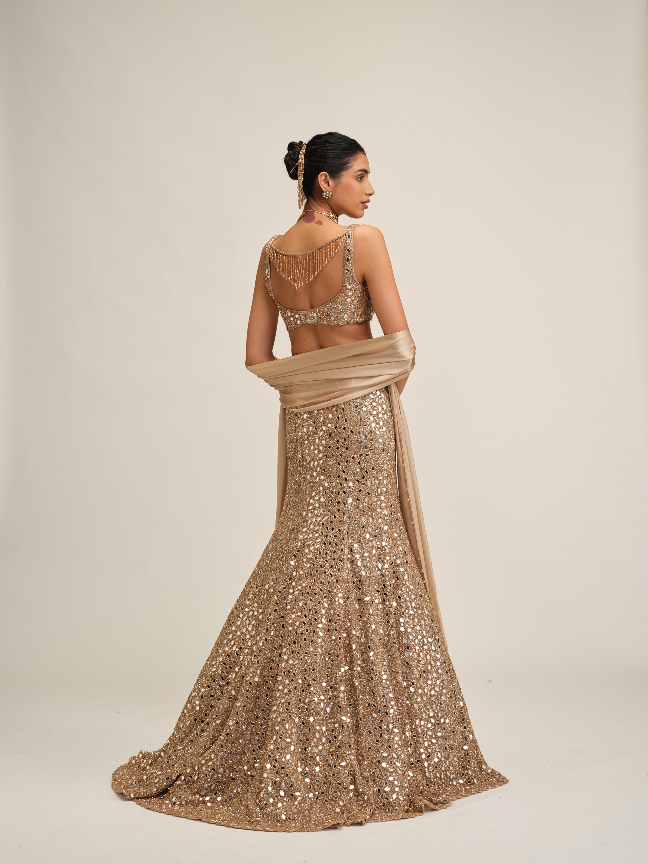 Light Beige Fishcut Lehenga Set