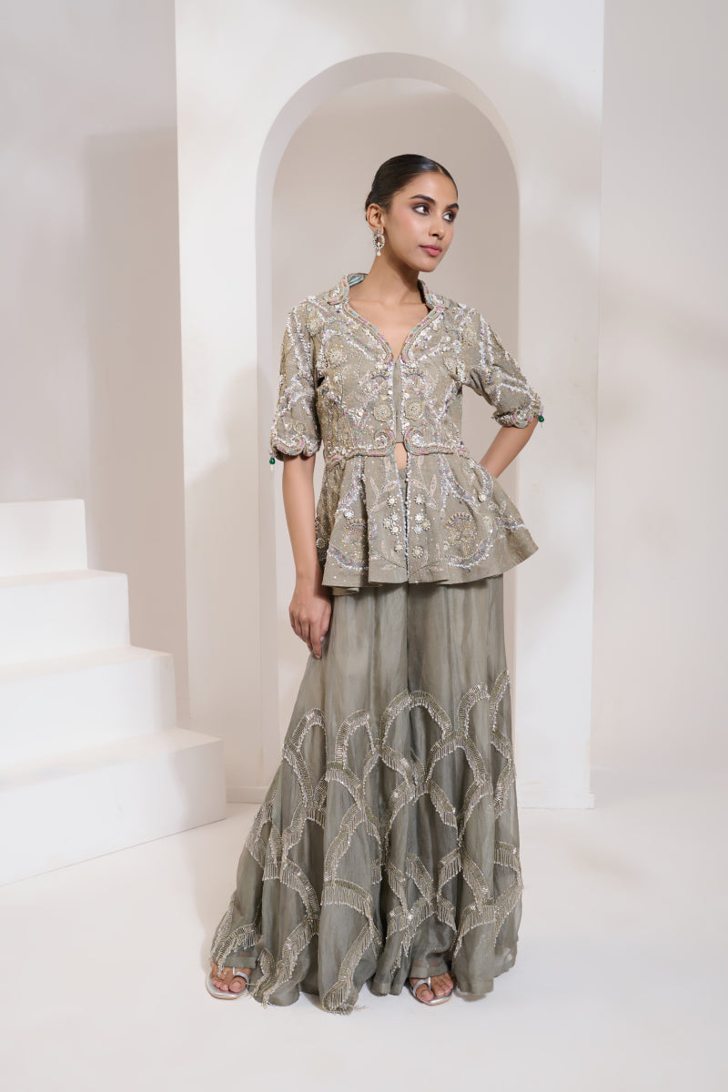 Floriana Peplum Set – Moss