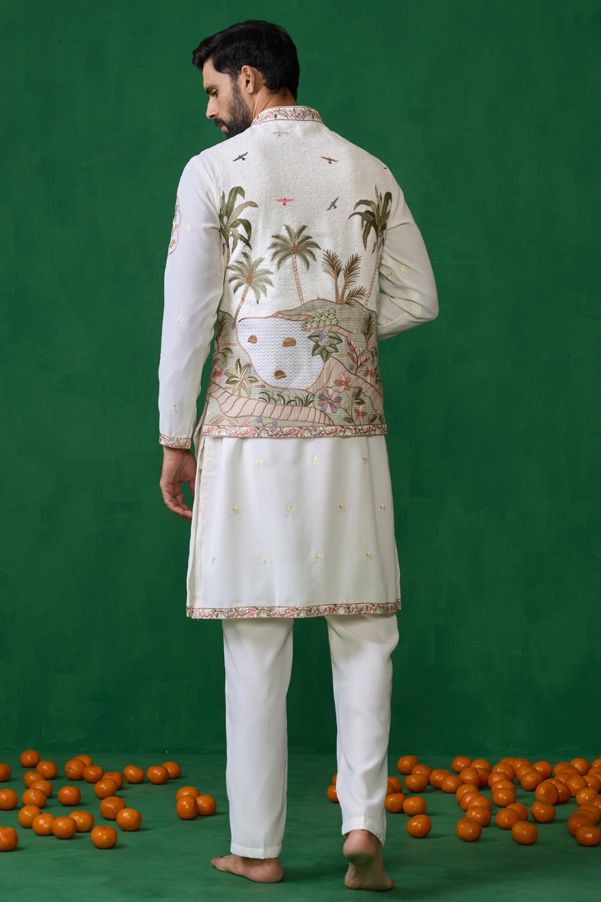 FOREST IVORY KURTA JACKET SET