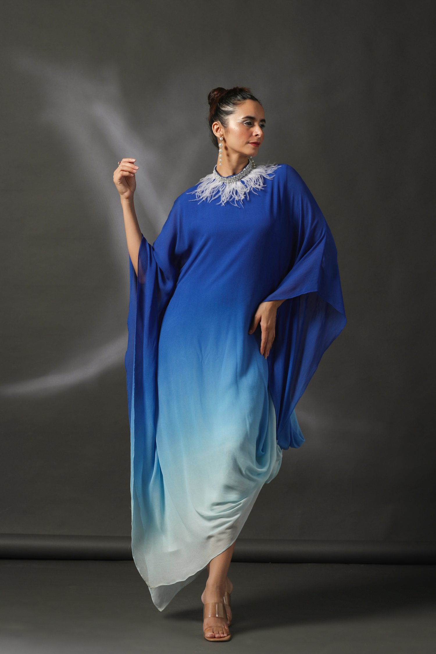 Blue Ombré Cowl Gown