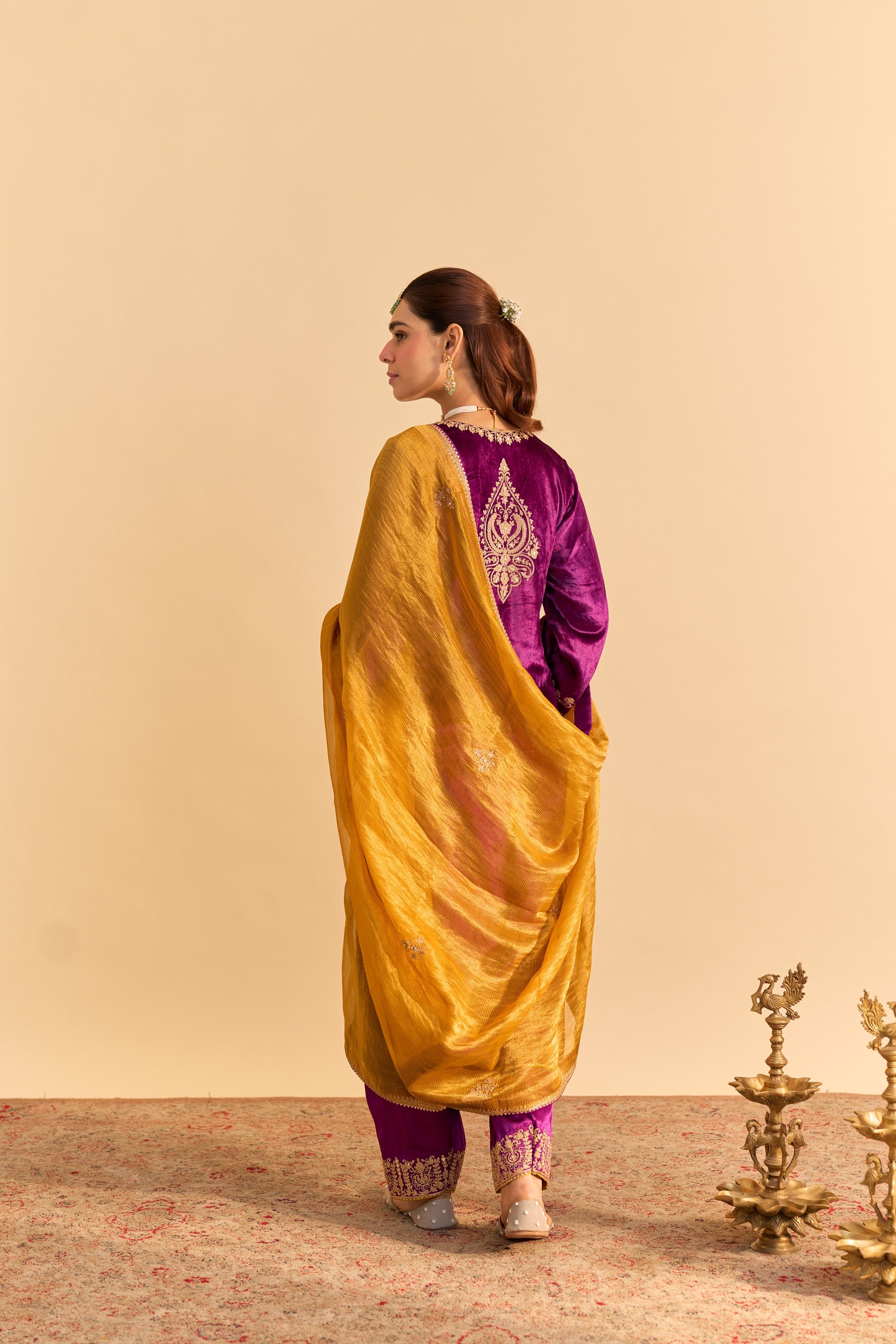Fareeha - Deep Purple Kurta with Salwar and Dupatta