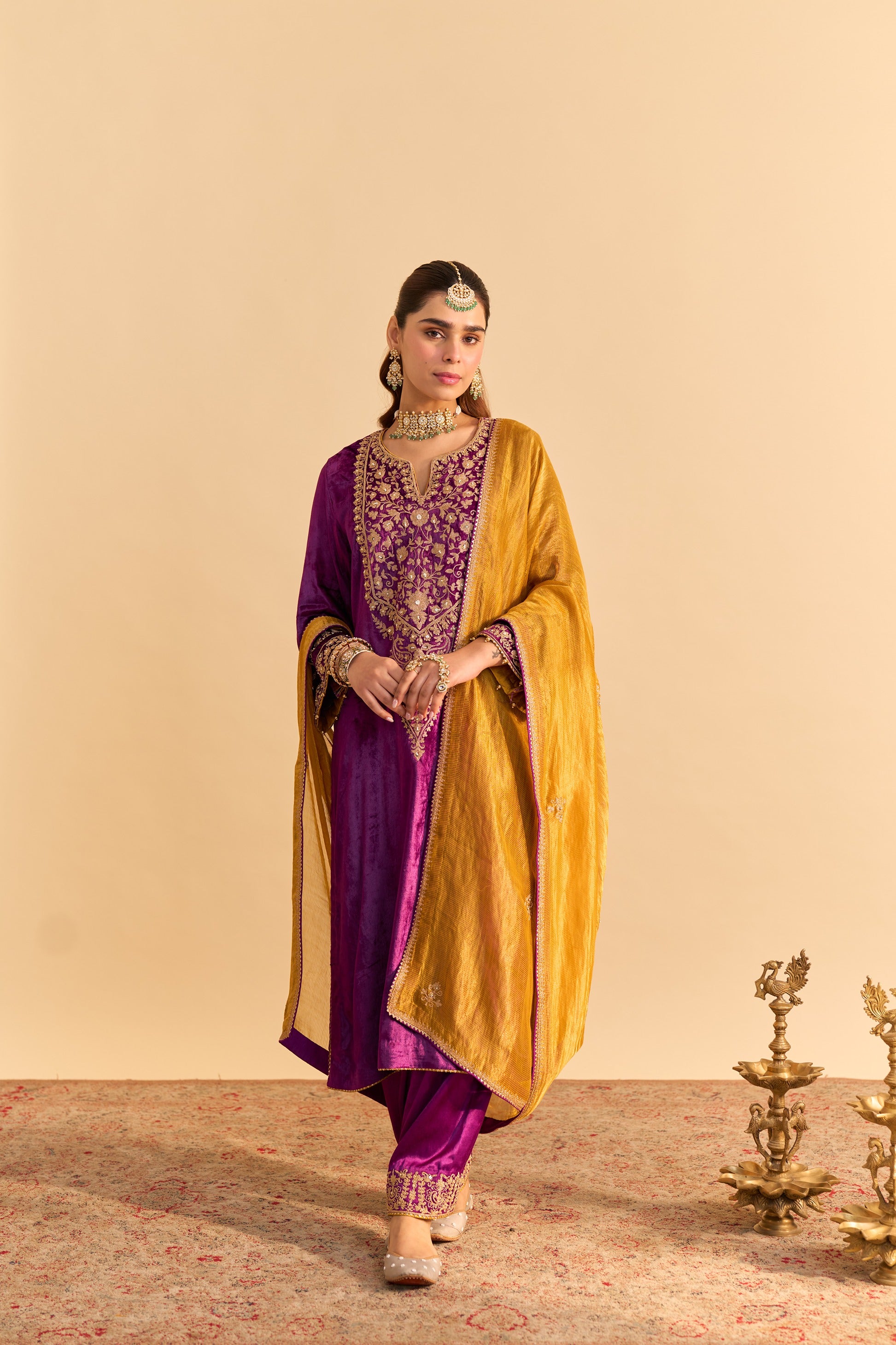 Fareeha - Deep Purple Kurta with Salwar and Dupatta