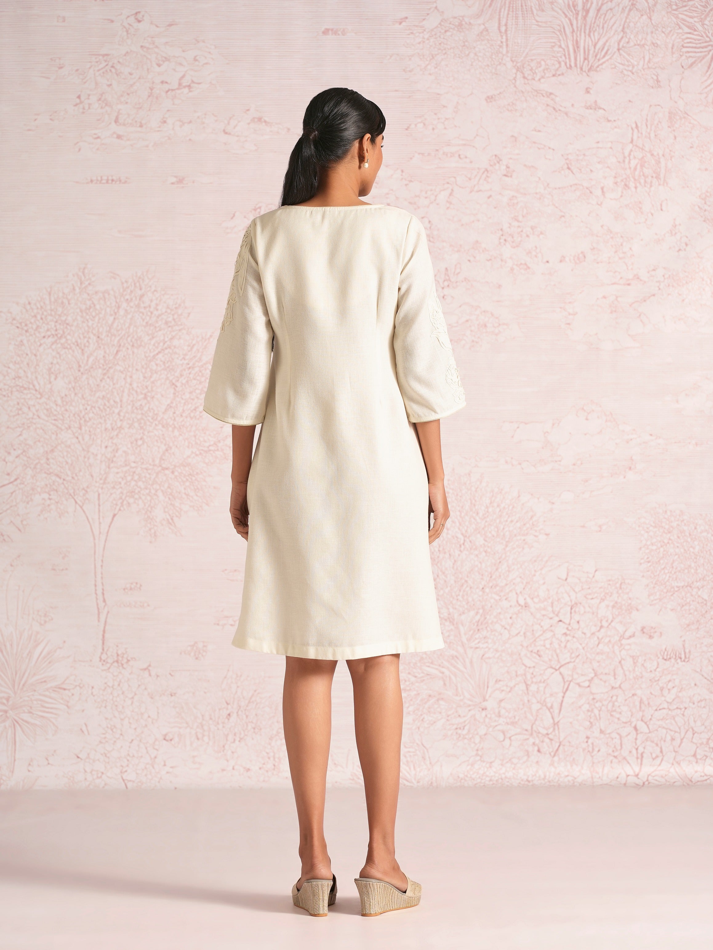 Floral Shadows Jenny Dress - Off White
