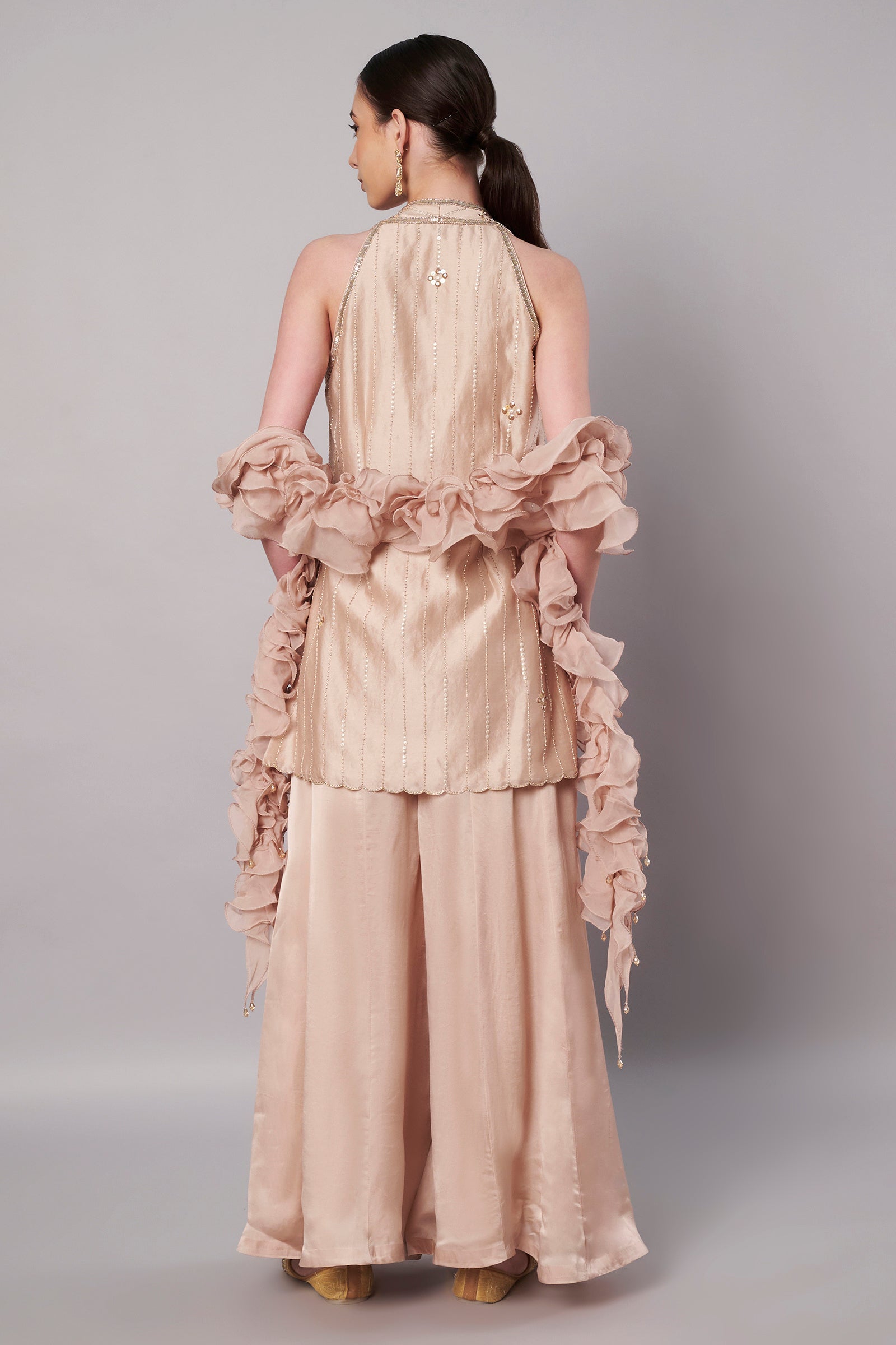 Florale Halter Suit Set - Champagne