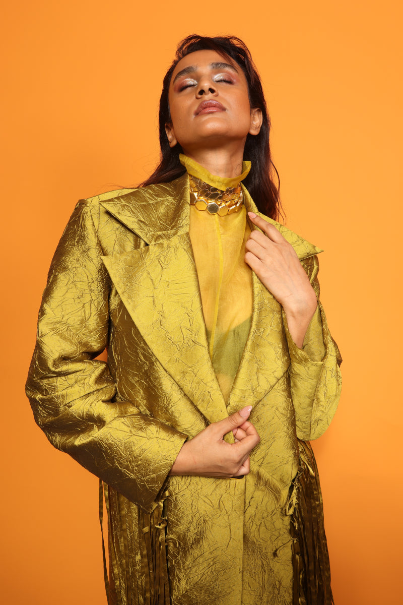 CRUSH TASSELL BLAZER + SHEER ORGAZA INNER