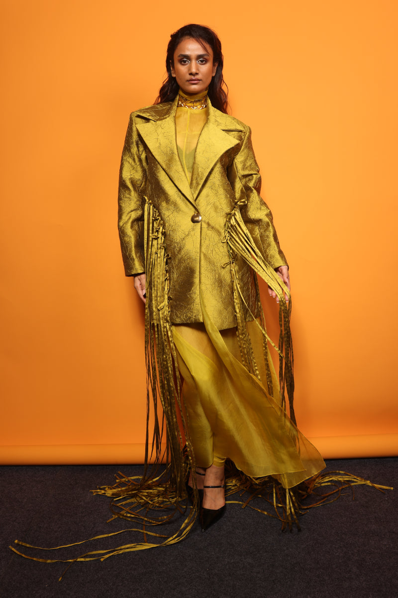 CRUSH TASSELL BLAZER + SHEER ORGAZA INNER