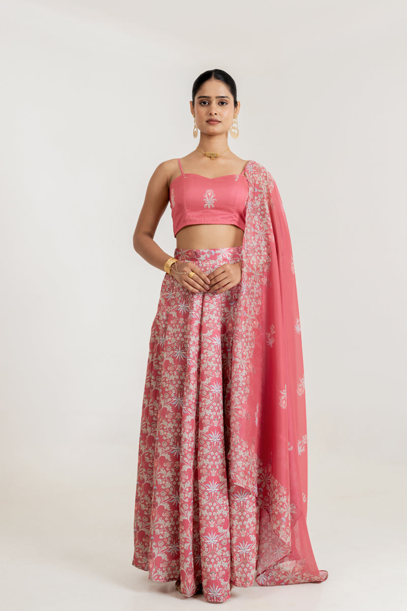 Dusty Rose Kali Lehenga