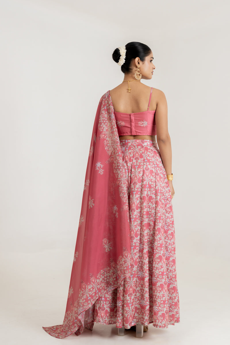 Dusty Rose Kali Lehenga