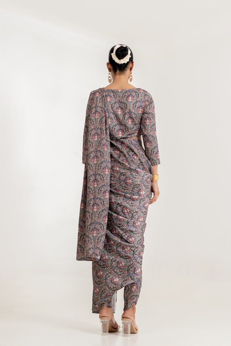 Black Botanica Blouse Saree & Dhoti Pants