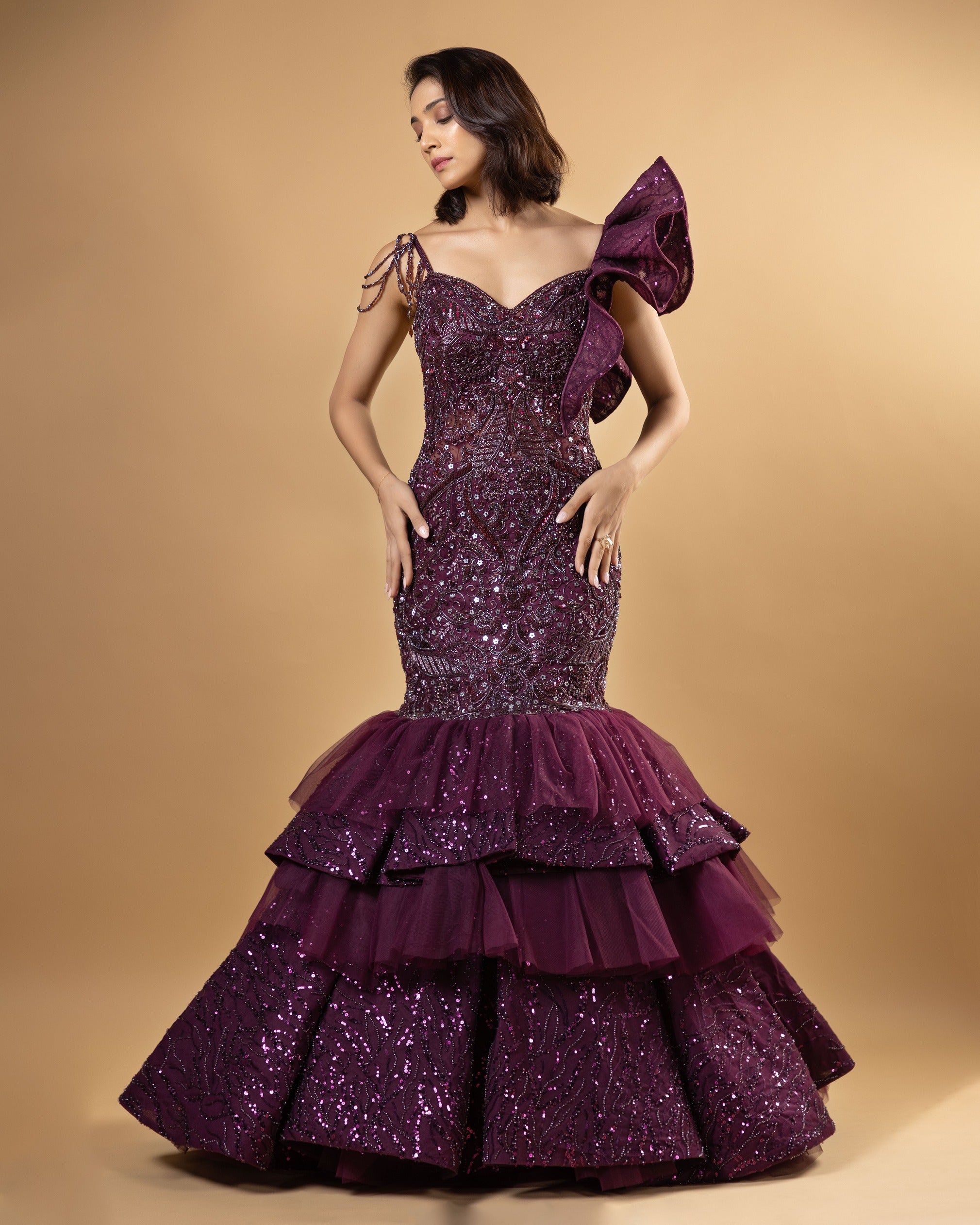 Caroline Burgundy Fishcut Gown