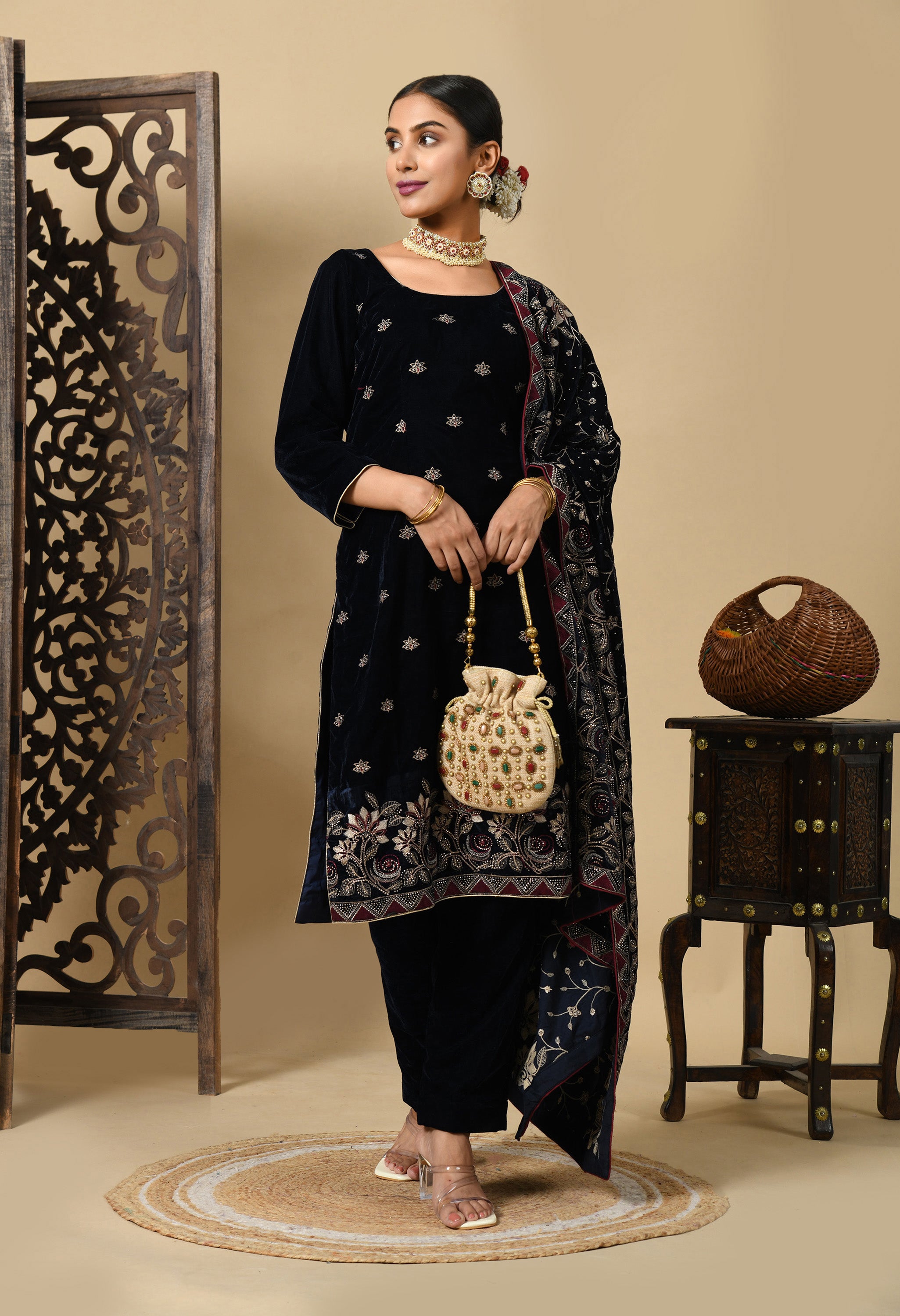 Navy Blue Kurta Set