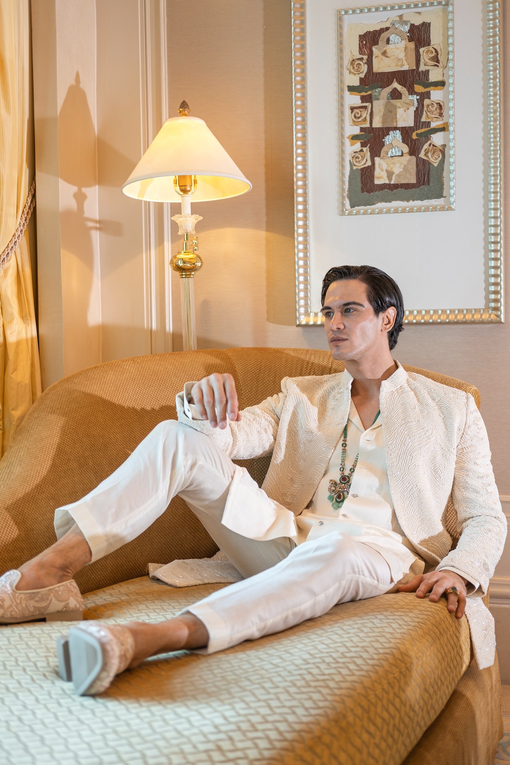 Biluur Ivory White Sherwani Set
