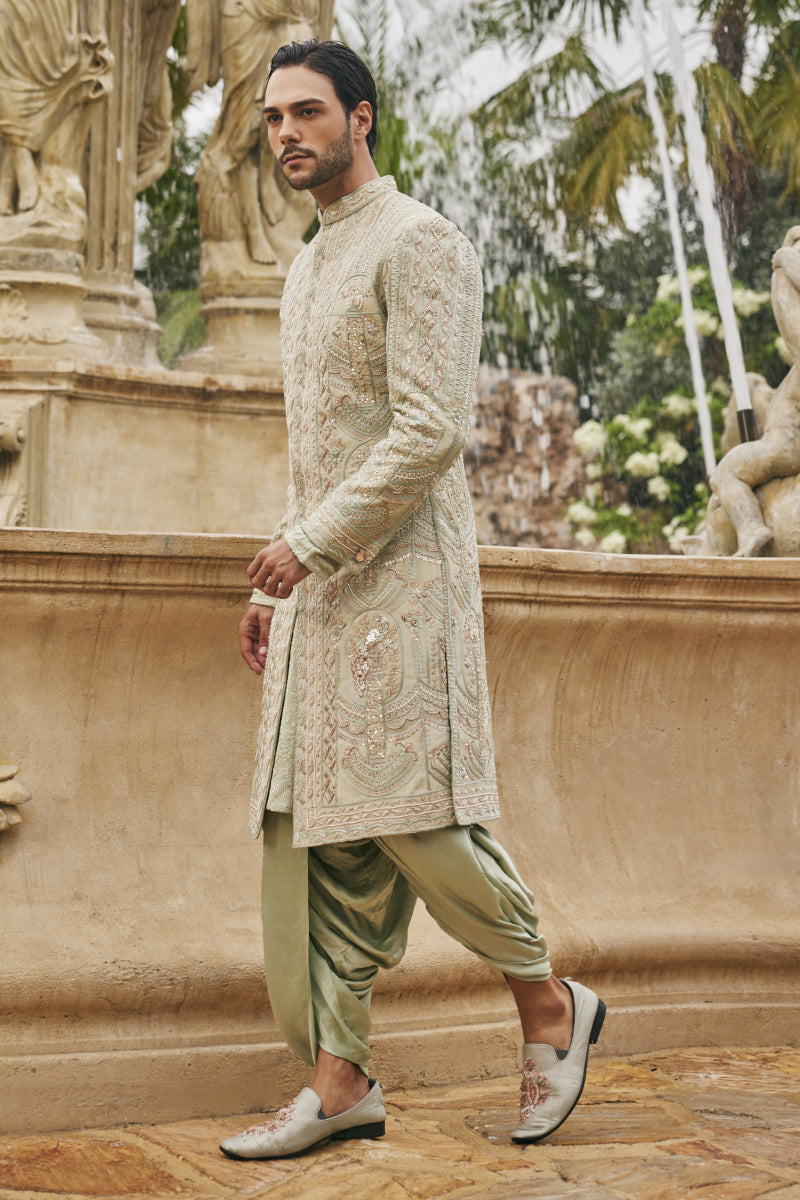Sage in Siam Sherwani Set (Plain Kurta)