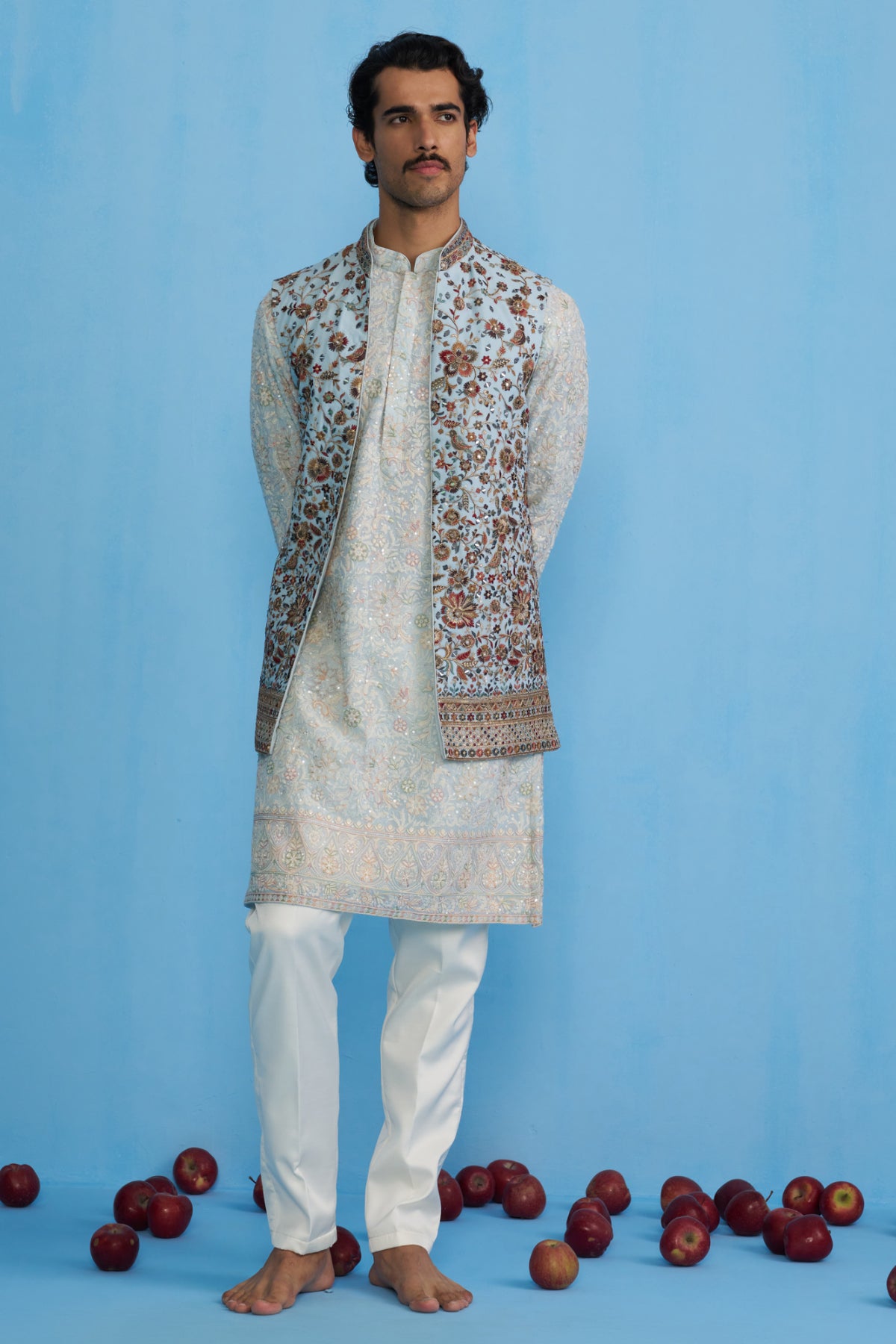 GULAB SKY KURTA JACKET SET