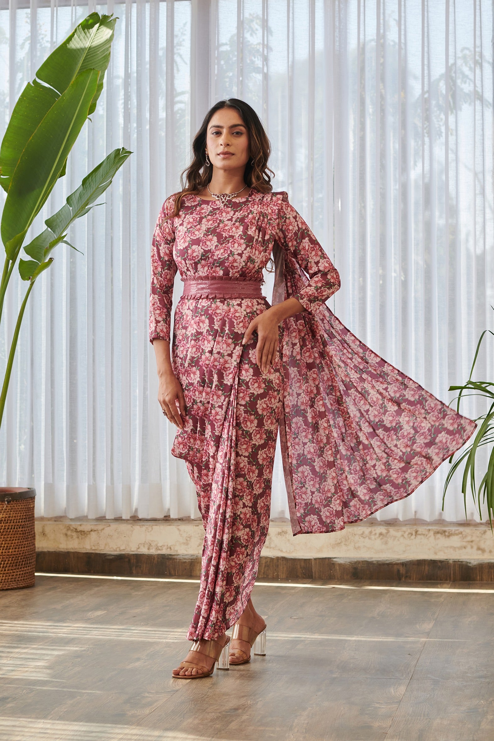 Burgundy Saree Dress