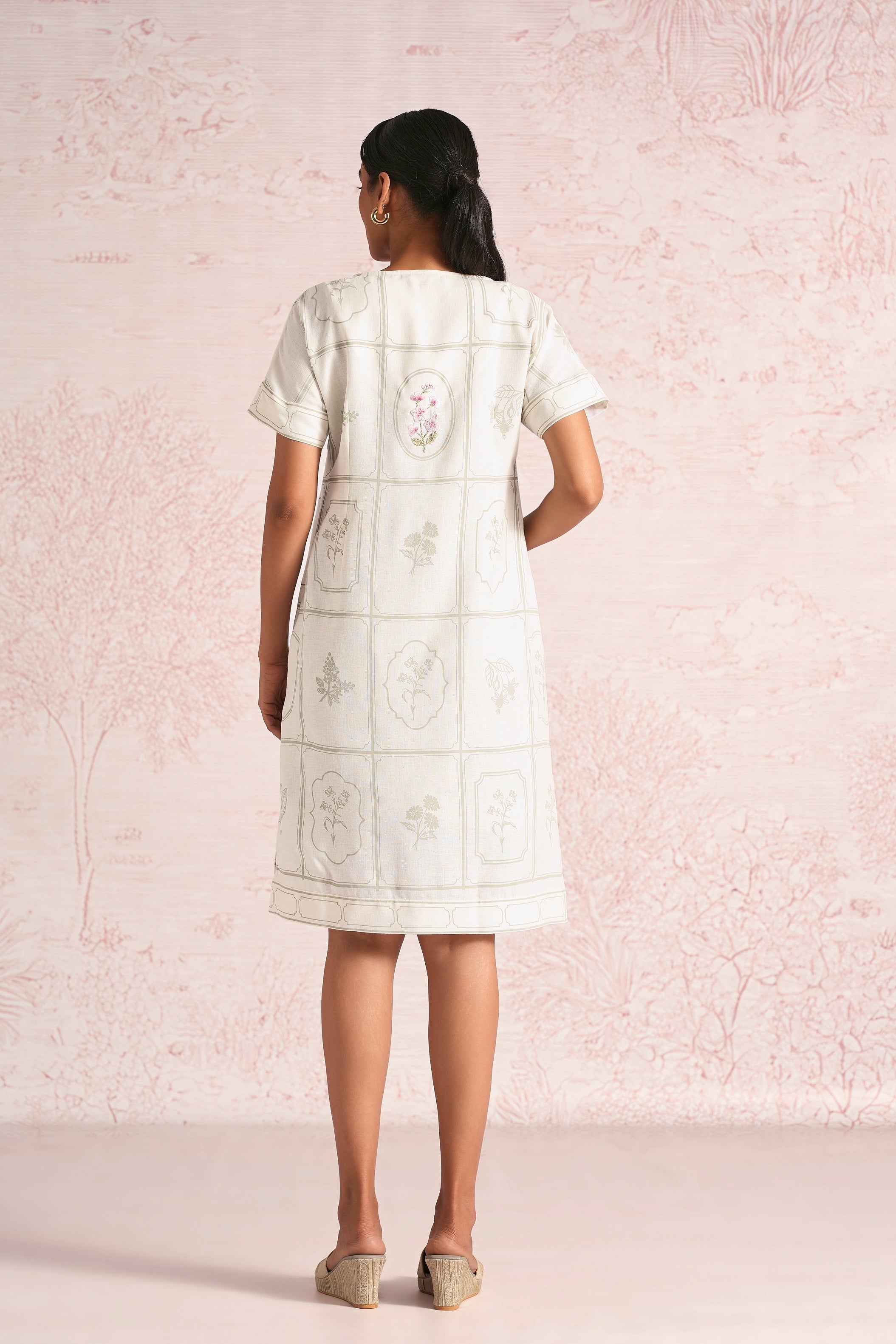 Garden Gallery Leaf Dress - Off White