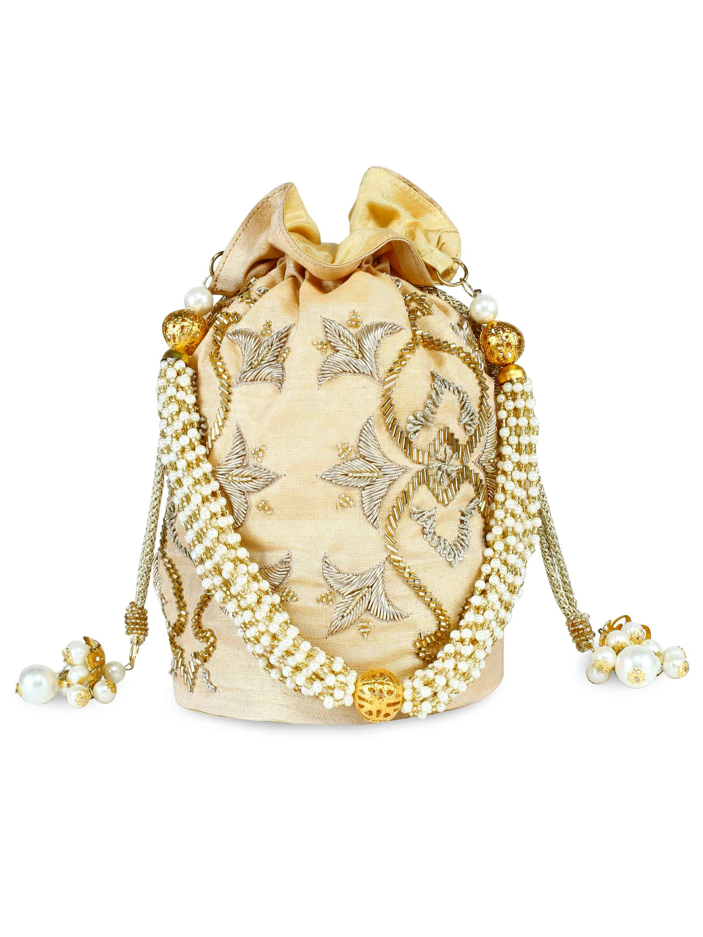 Golden Motif Embroidered Potli