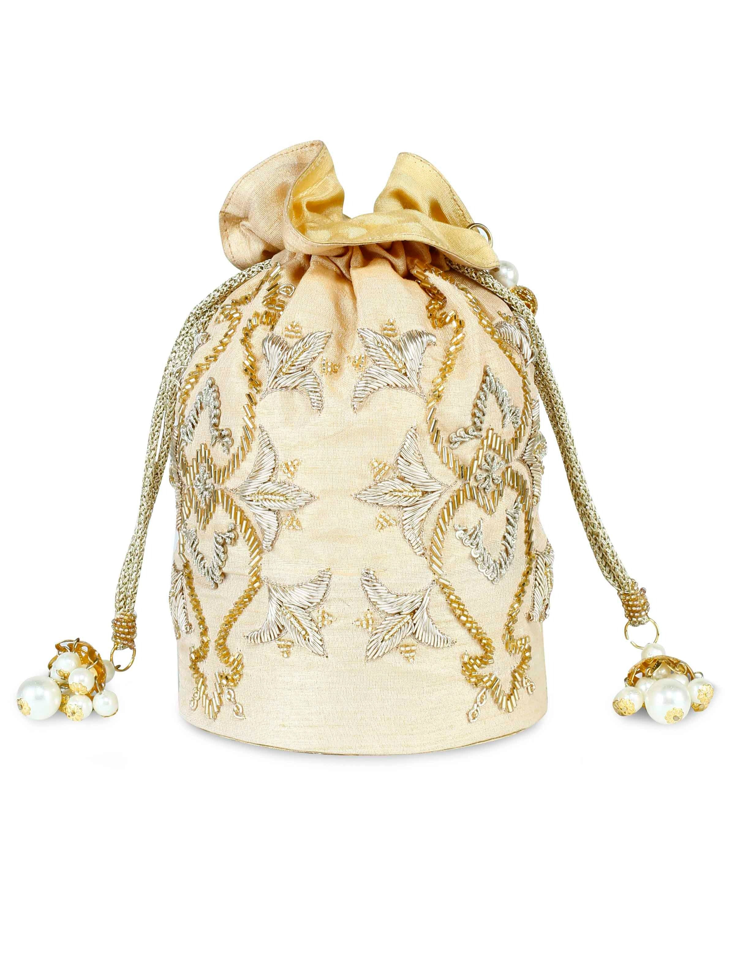 Golden Motif Embroidered Potli