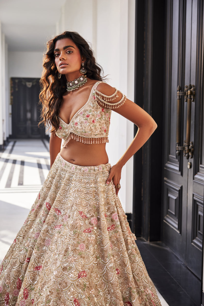 Ivory Organza Embroidered Set