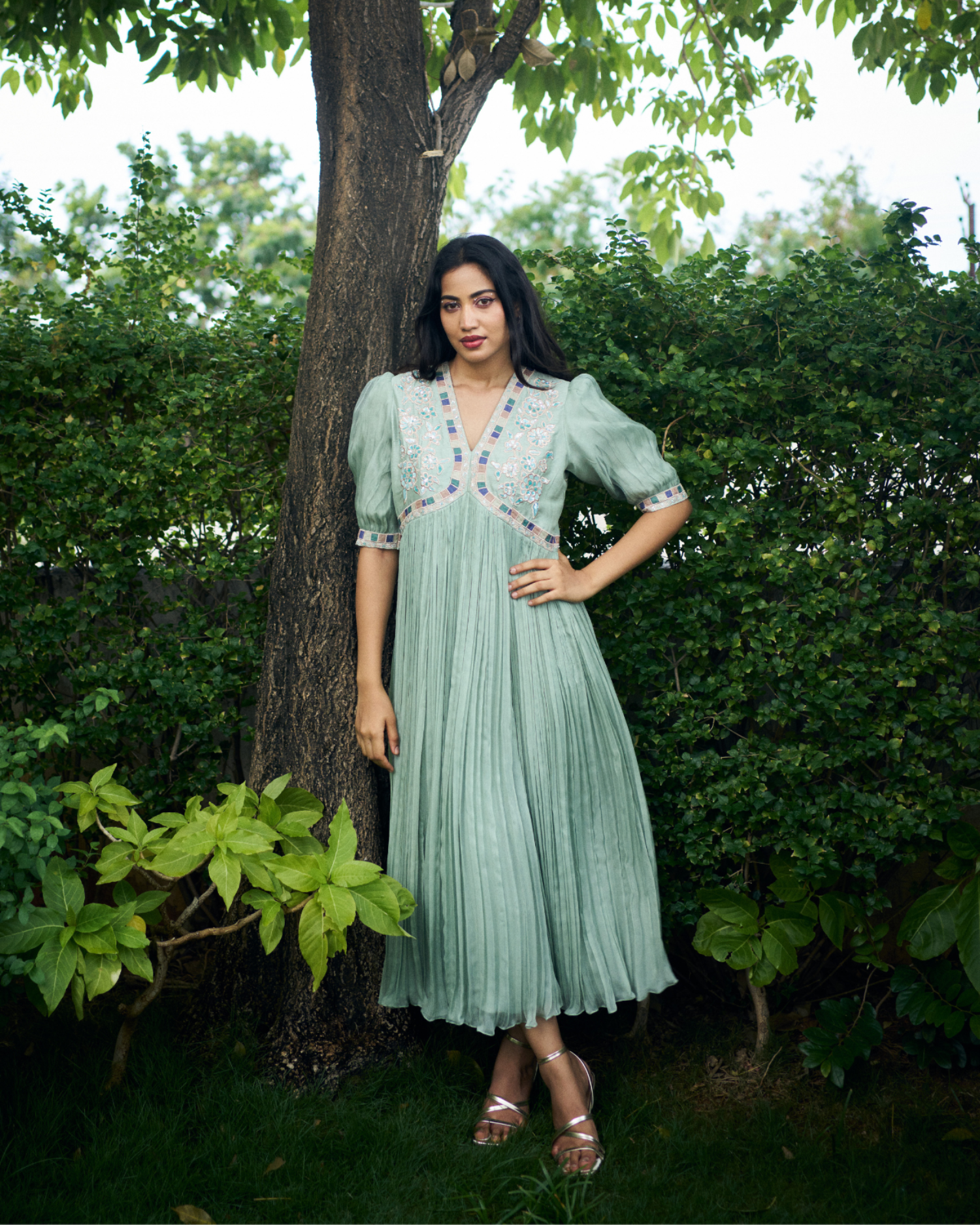 Green Rose Long Dress