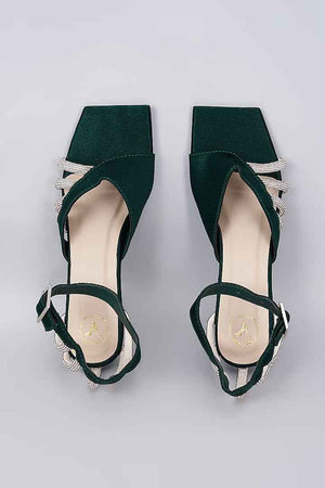 Green Elle Crisscross String Heel Sandals