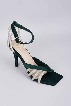 Green Elle Crisscross String Heel Sandals