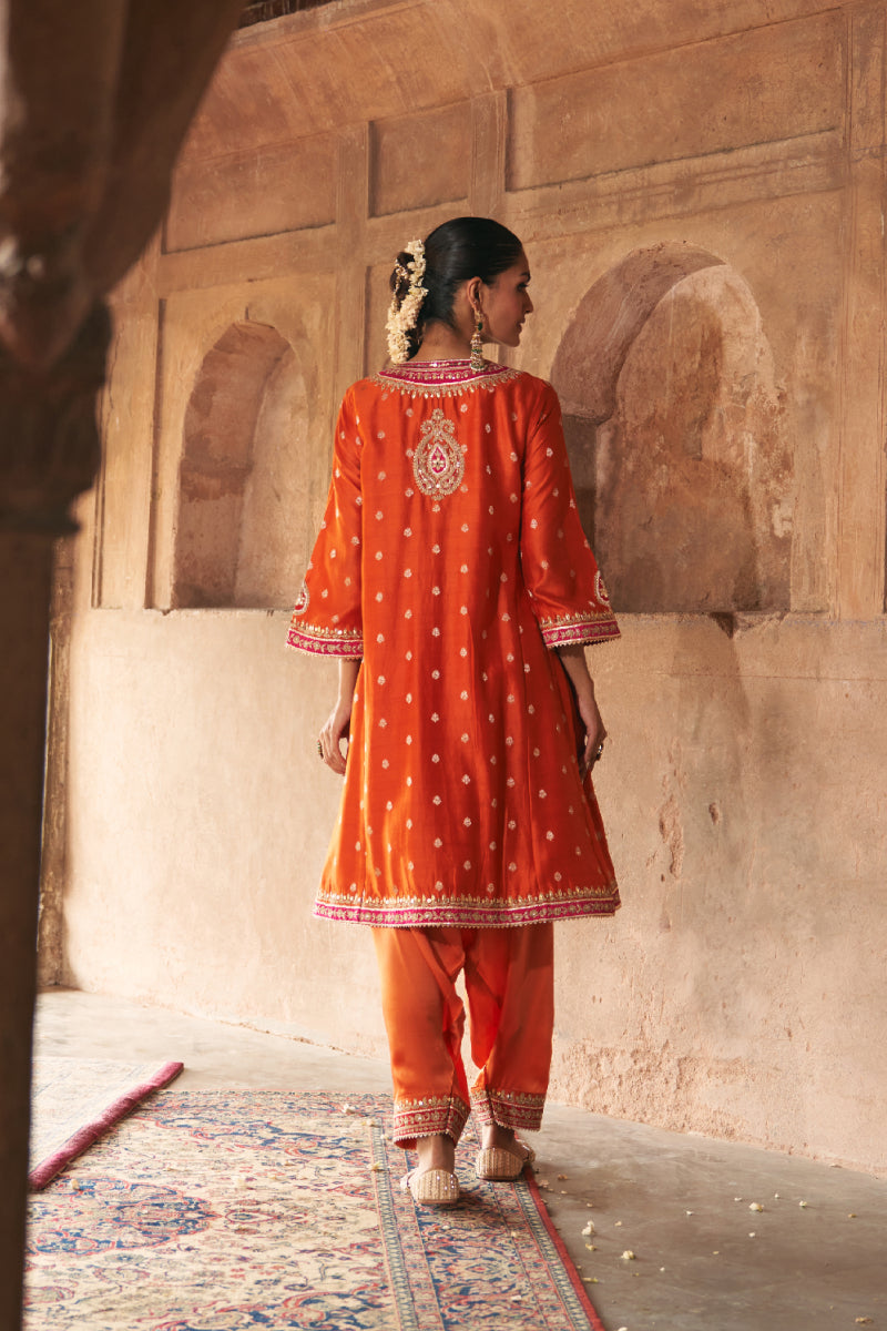 HAFSA - BURNT ORANGE CHAUGA WITH SALWAR