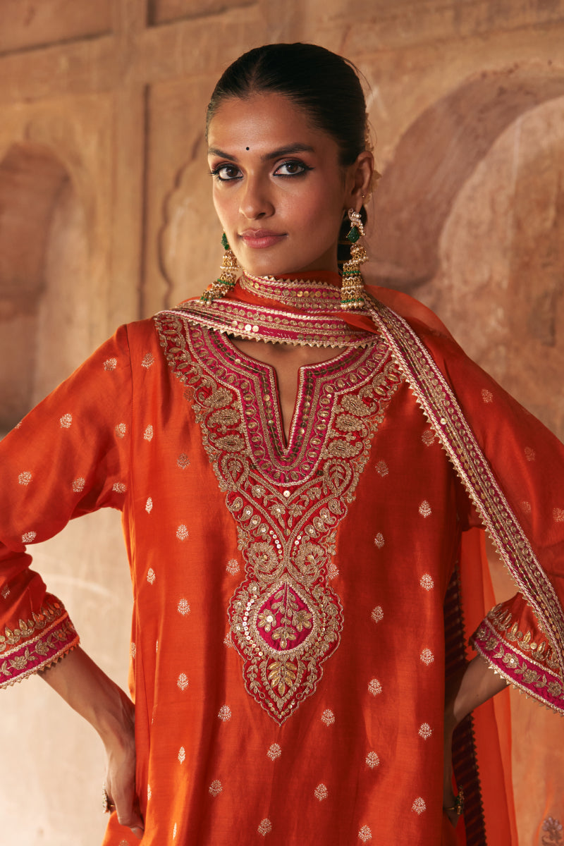 HAFSA - BURNT ORANGE CHAUGA WITH SALWAR WITH DUPATTA