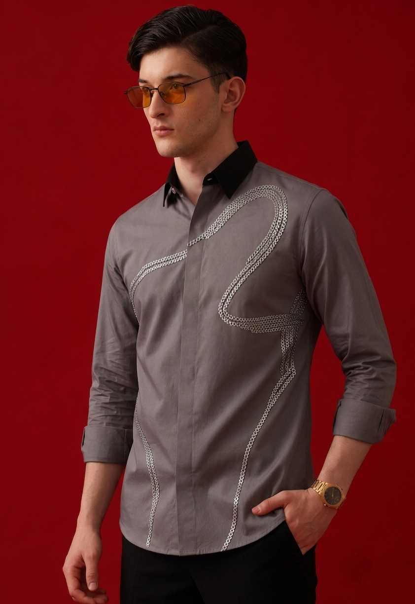 Silver Serpentine Grey Shirt