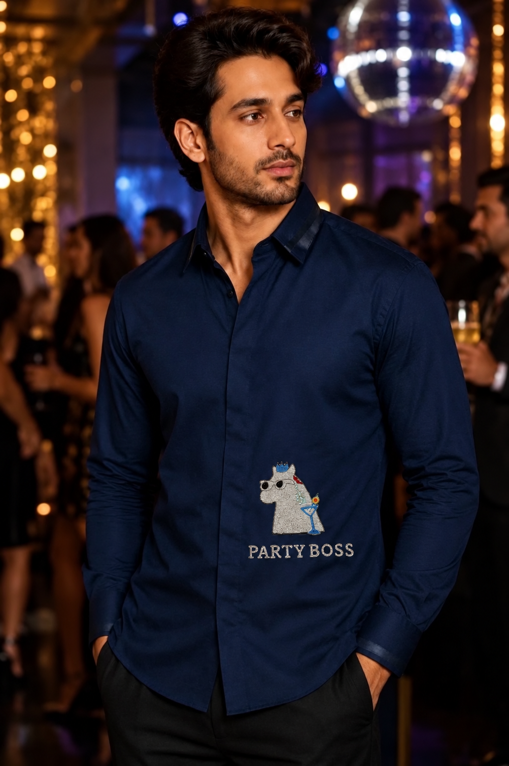 "Party Boss" Navy Blue Shirt