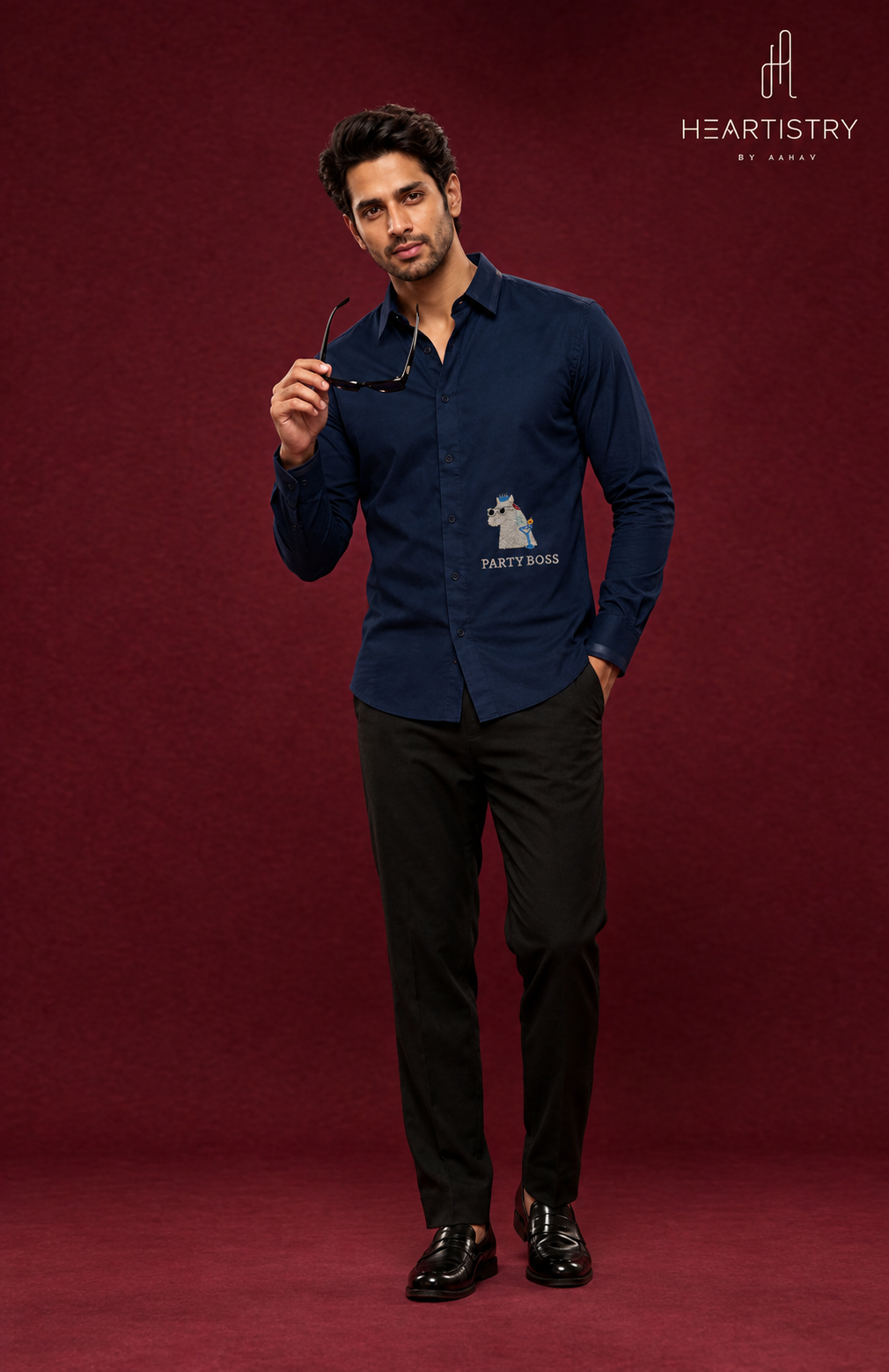 "Party Boss" Navy Blue Shirt