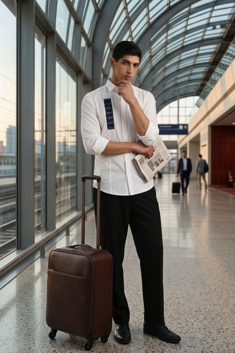 Indigo Patchwork White Shirt