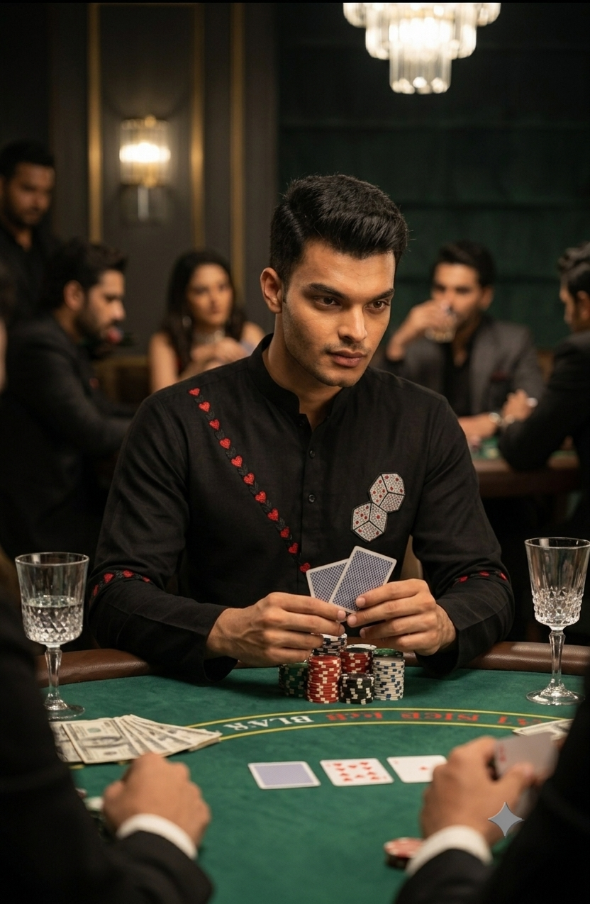 Jet Black Heart-Trail & Dice Kurta