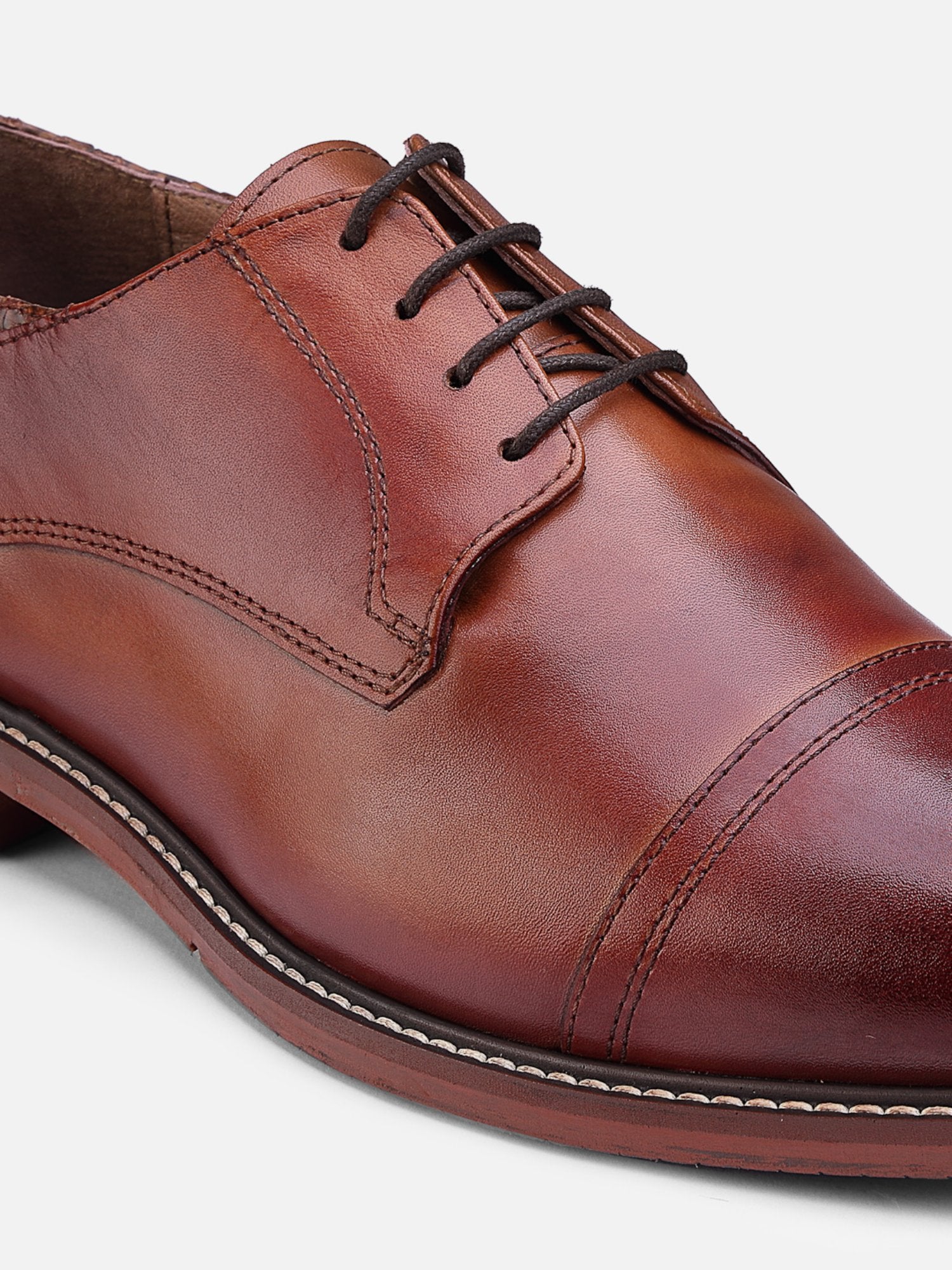 Hats Off Accessories Luxe Tan Burnish Genuine Leather Tan Derby For Men