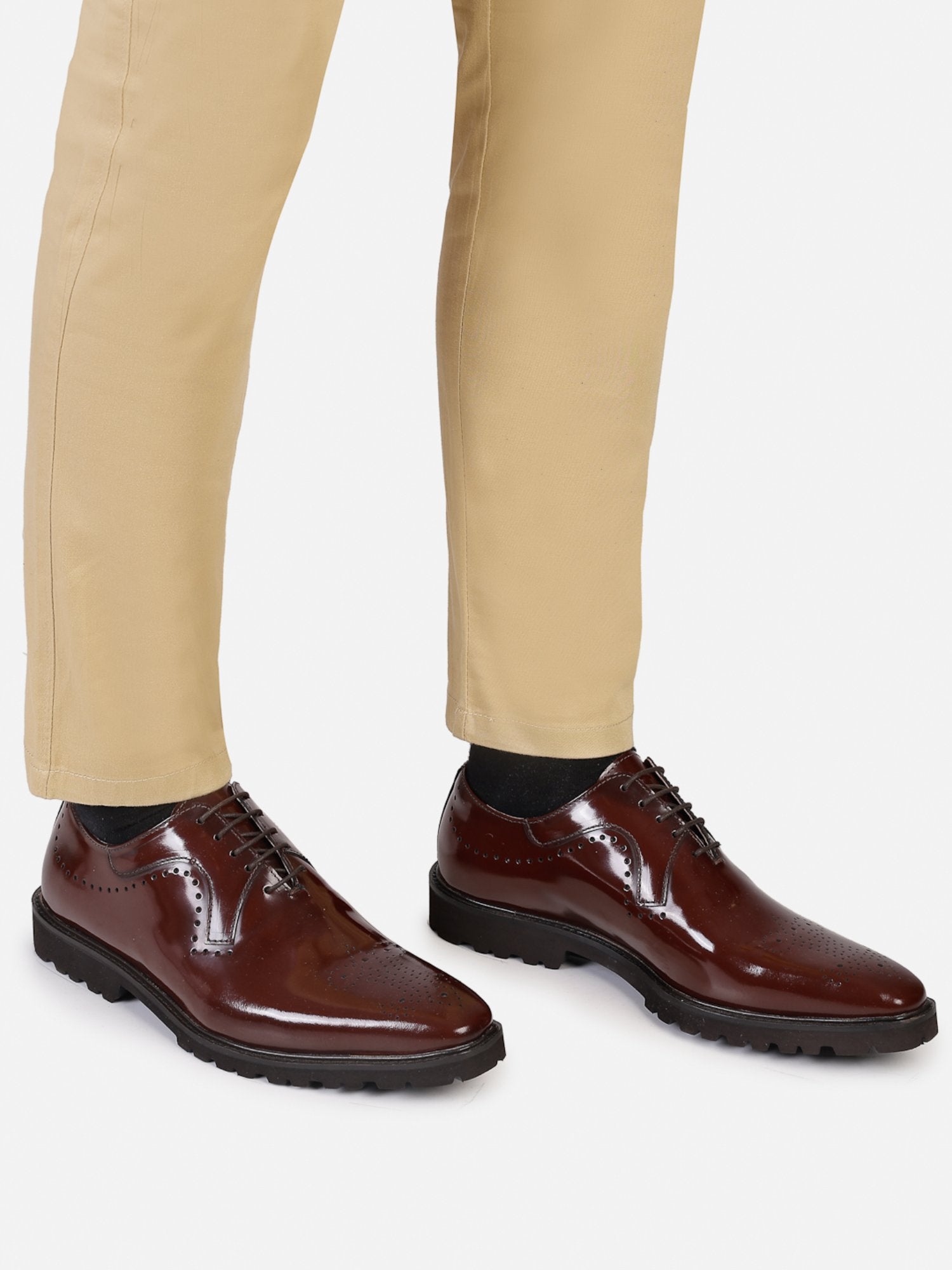 Hats Off Accessories Luxe Patent Genuine Leather Burgundy Oxford With Light Weight Flexible Sole