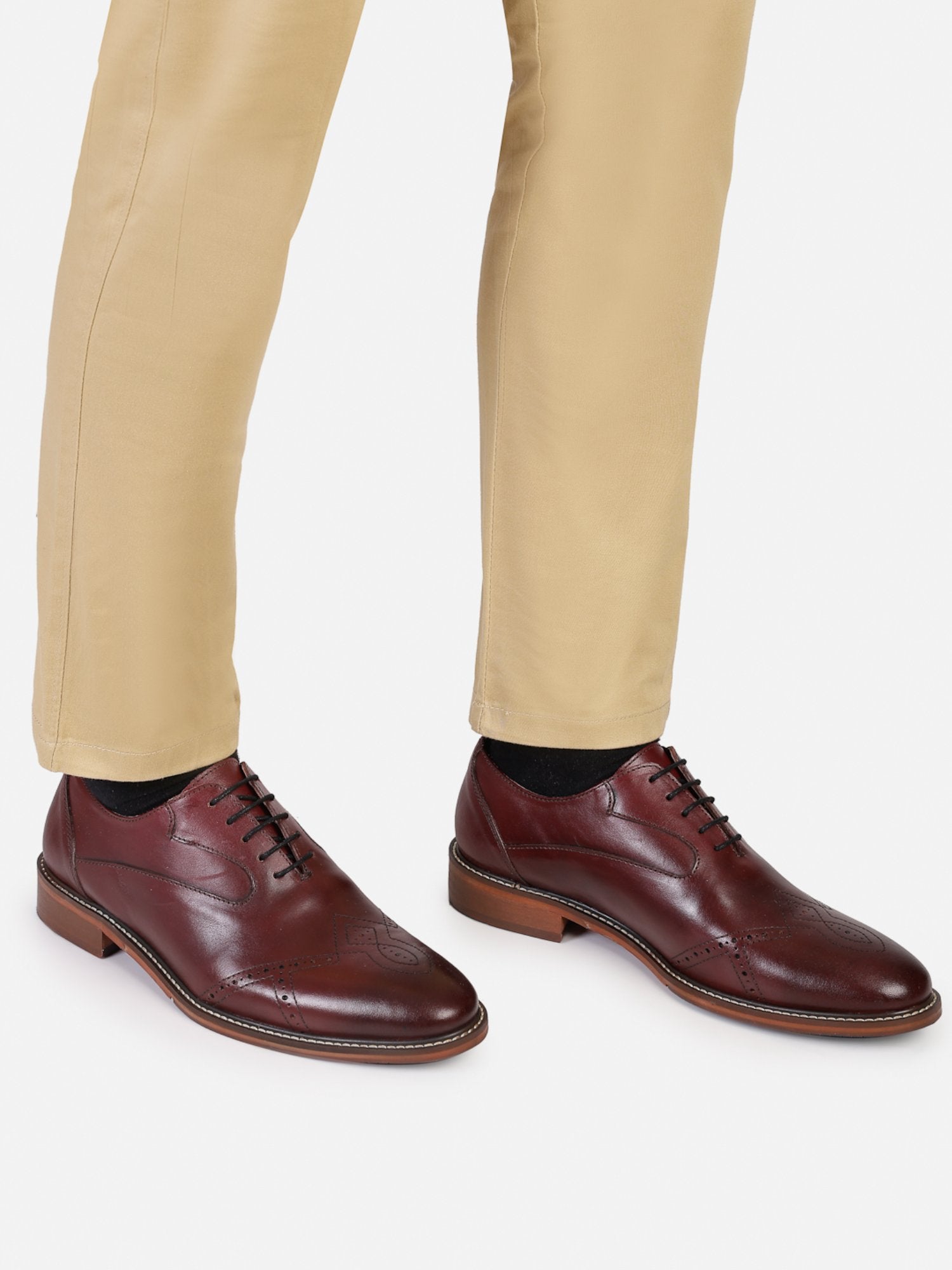 Hats Off Accessories Luxe Genuine Leather Burgundy Handfinished Shoes For Men