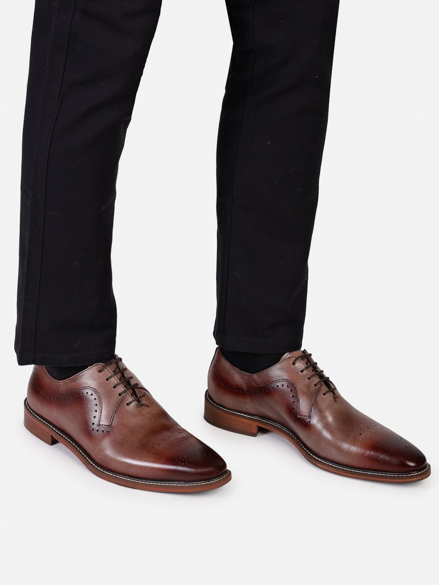 Hats Off Accessories Luxe Handfinished Brown Genuine Leather Oxfords Brown Shoes For Men