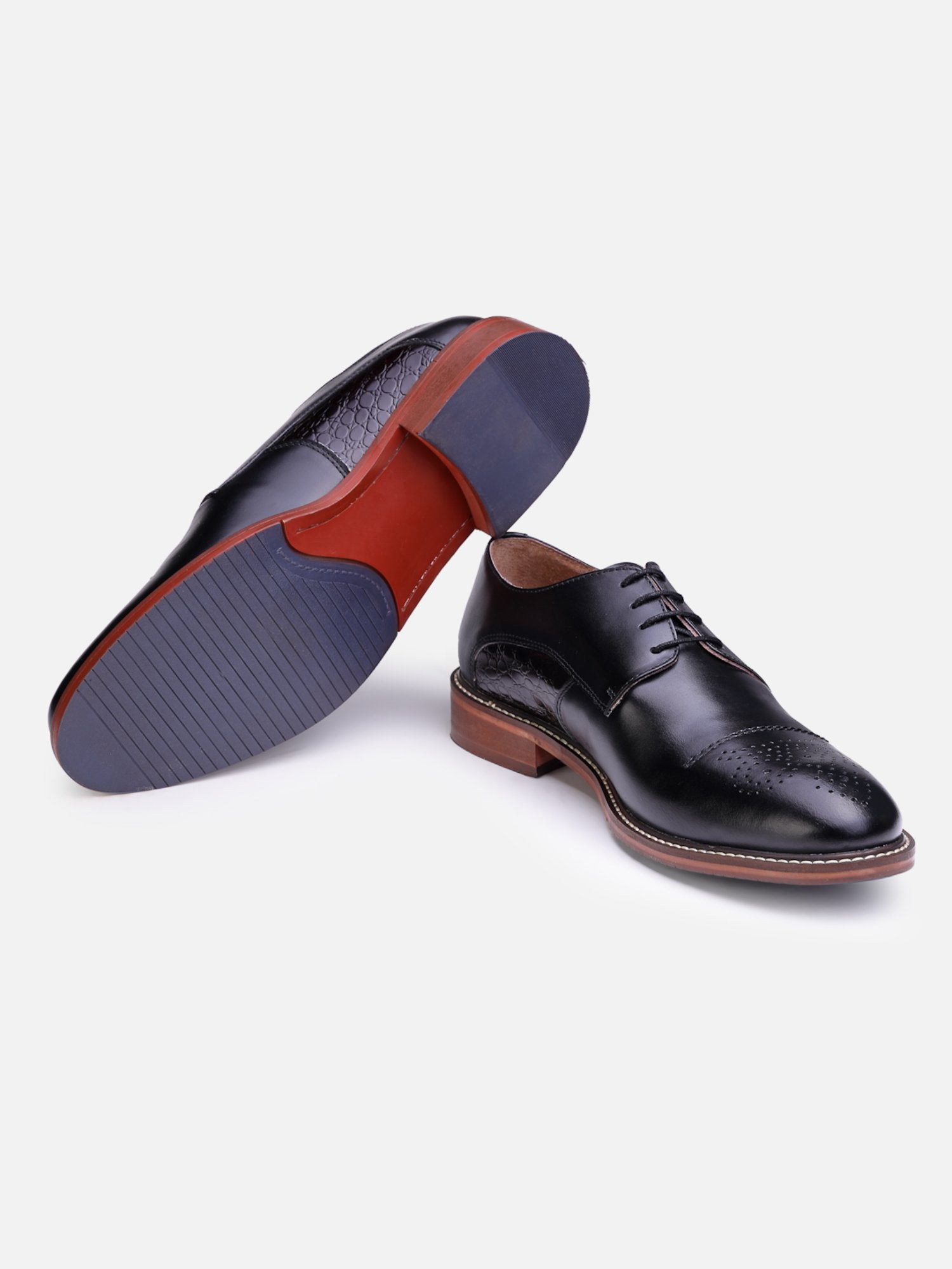 Hats Off Accessories Genuine Leather Oxford Black Derby Shoes For Men