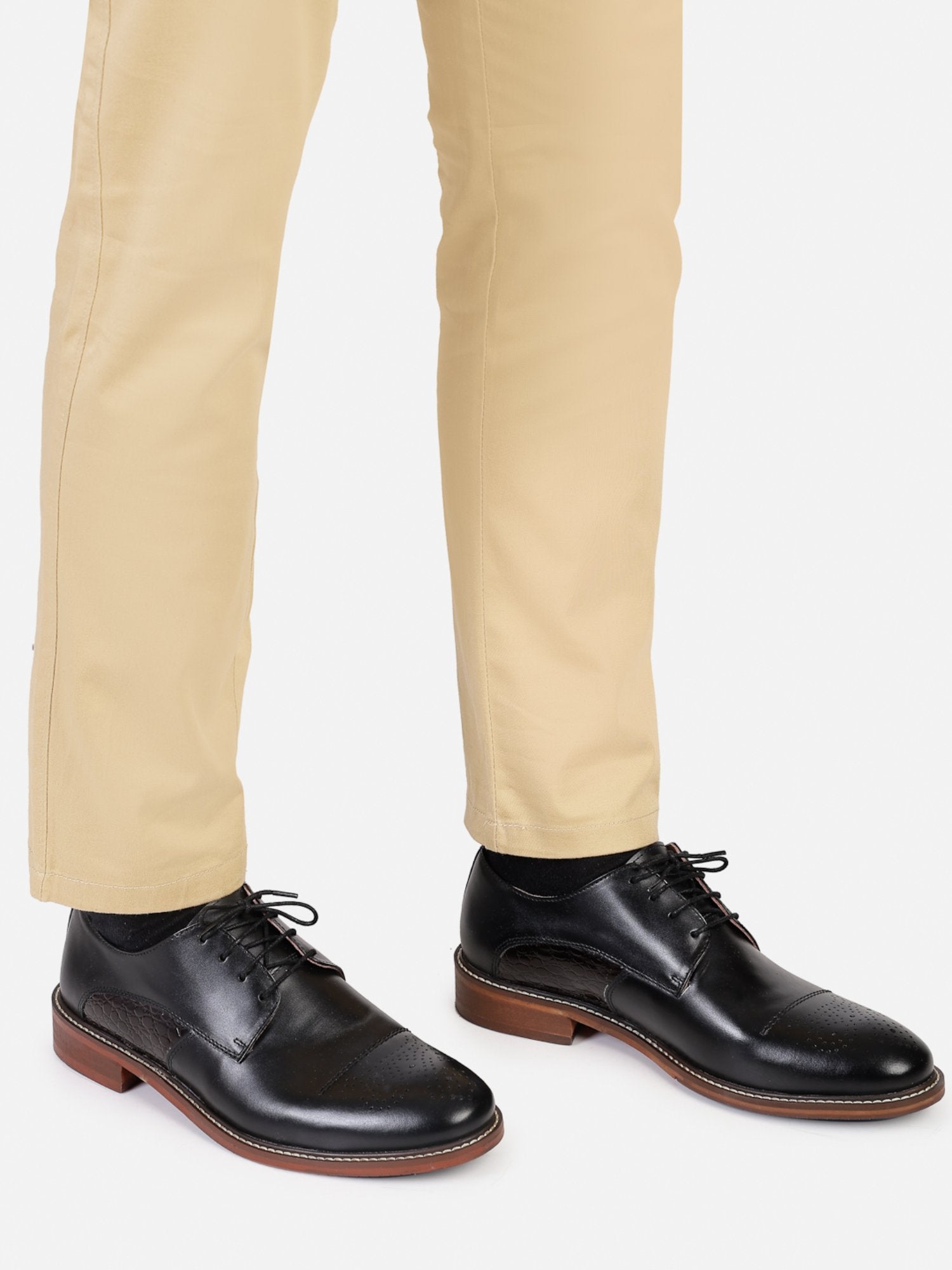 Hats Off Accessories Genuine Leather Oxford Black Derby Shoes For Men