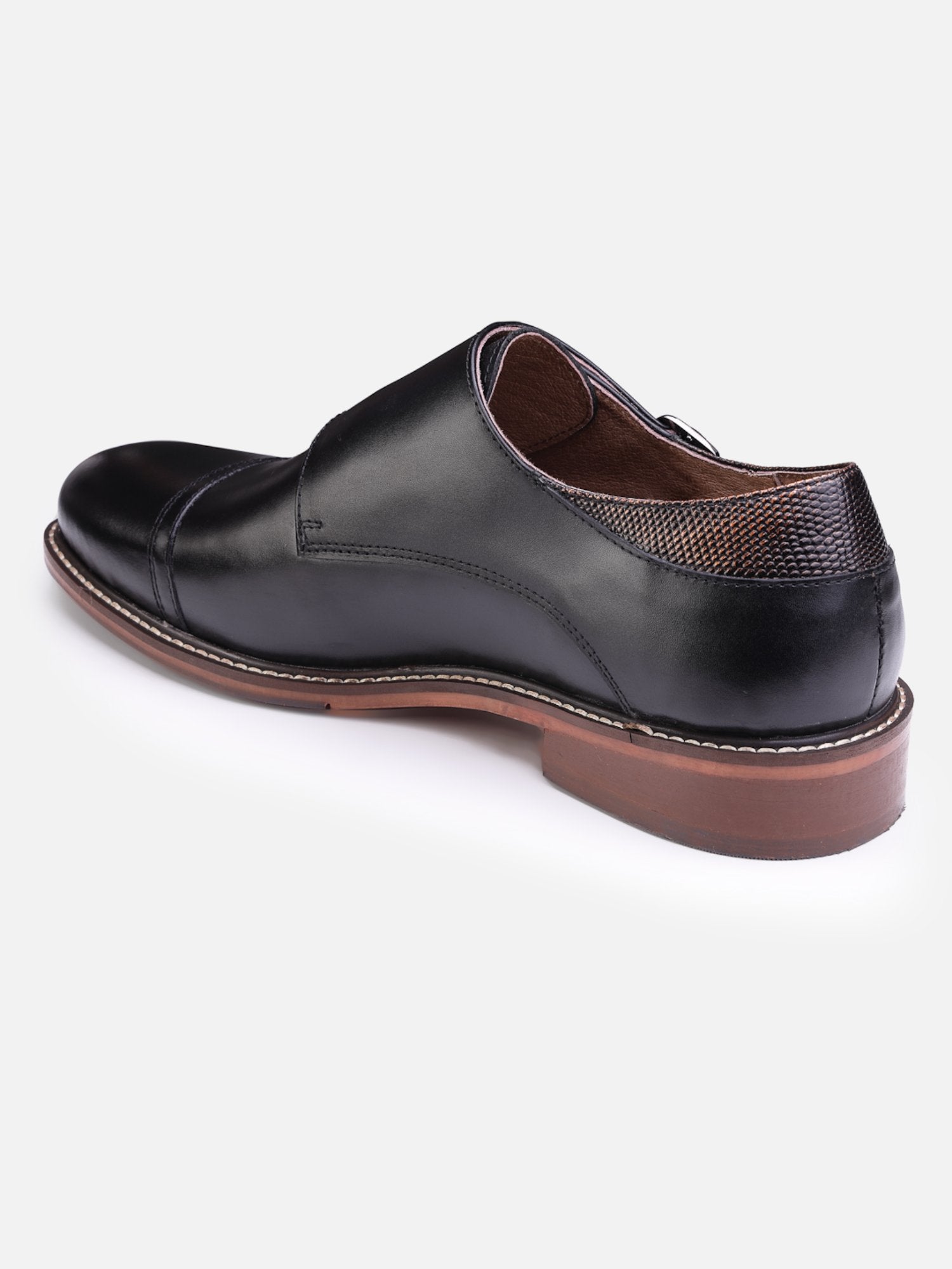 Hats Off Accessories Luxe Genuine Leather Black Double Monk Shoes For Men