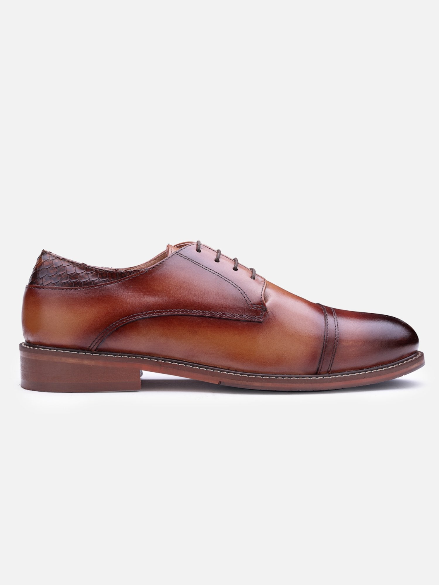 Hats Off Accessories Luxe Handfinished Cognac Genuine Leather Tan Derby Shoes For Men