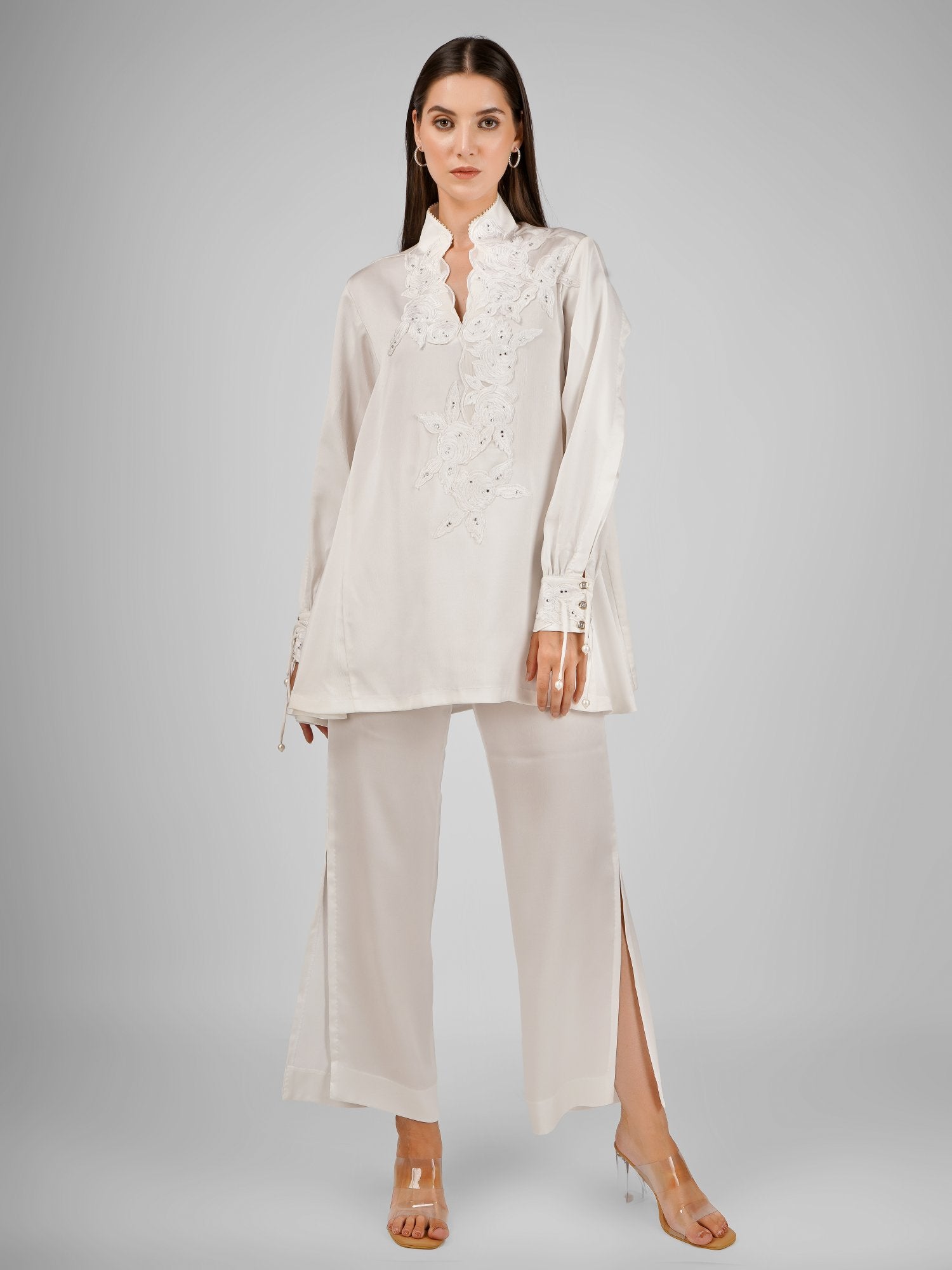 Ivory Applique Kurta Co-Ord Set
