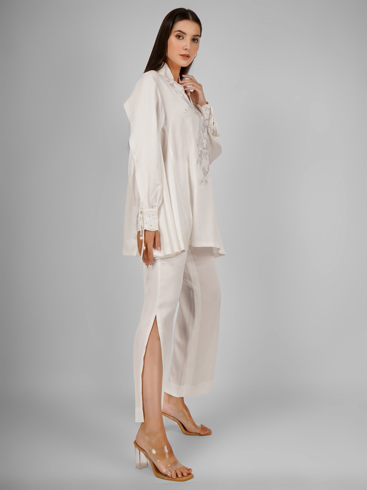 Ivory Applique Kurta Co-Ord Set