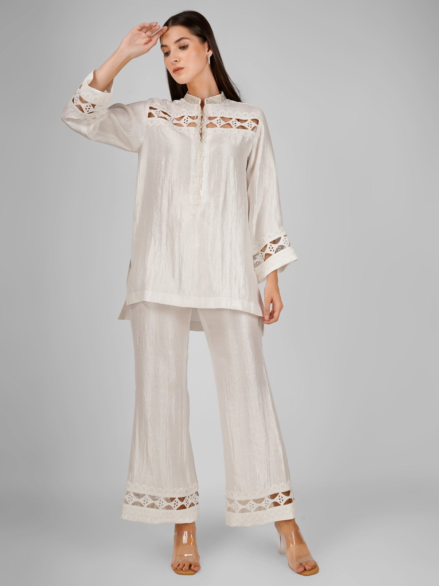 Ivory Linen Lace Co-Ord Set